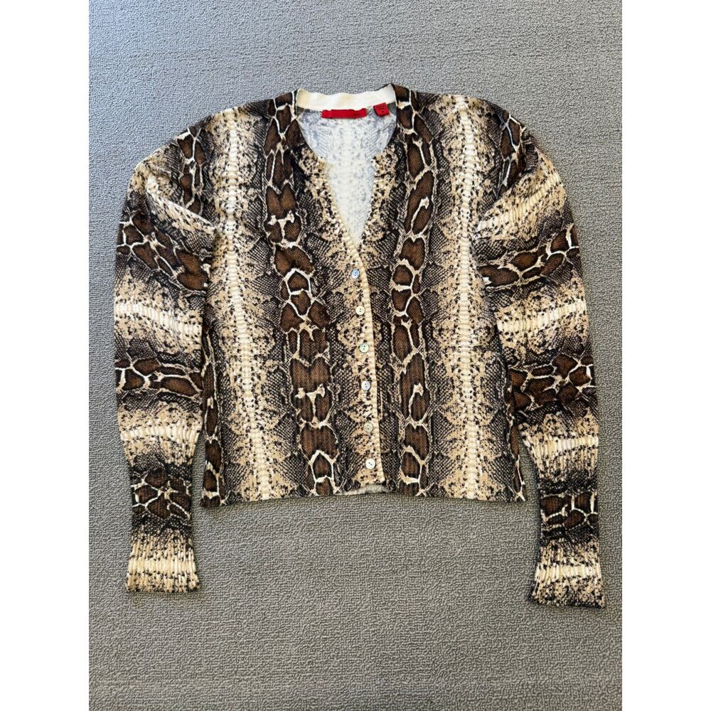 RED Women's Medium Snakeskin Print Cardiganβ V-Neck Long Sleeve Sweater